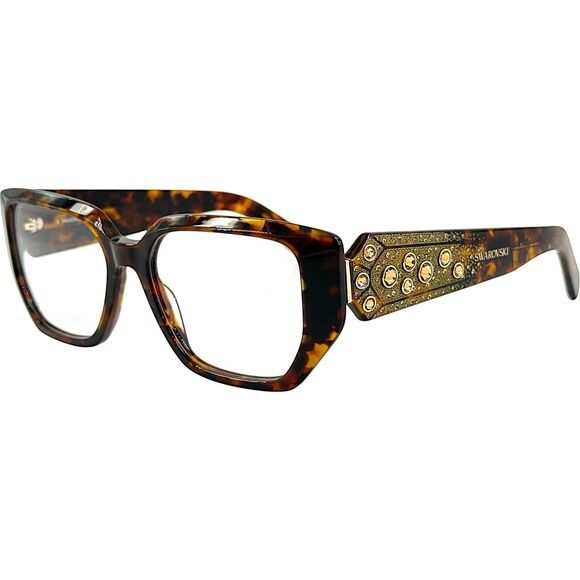 Swarovski SK5467 Womens Plastic Eyeglass Frame 052 Dark Havana 52-16 - Picture 1 of 5